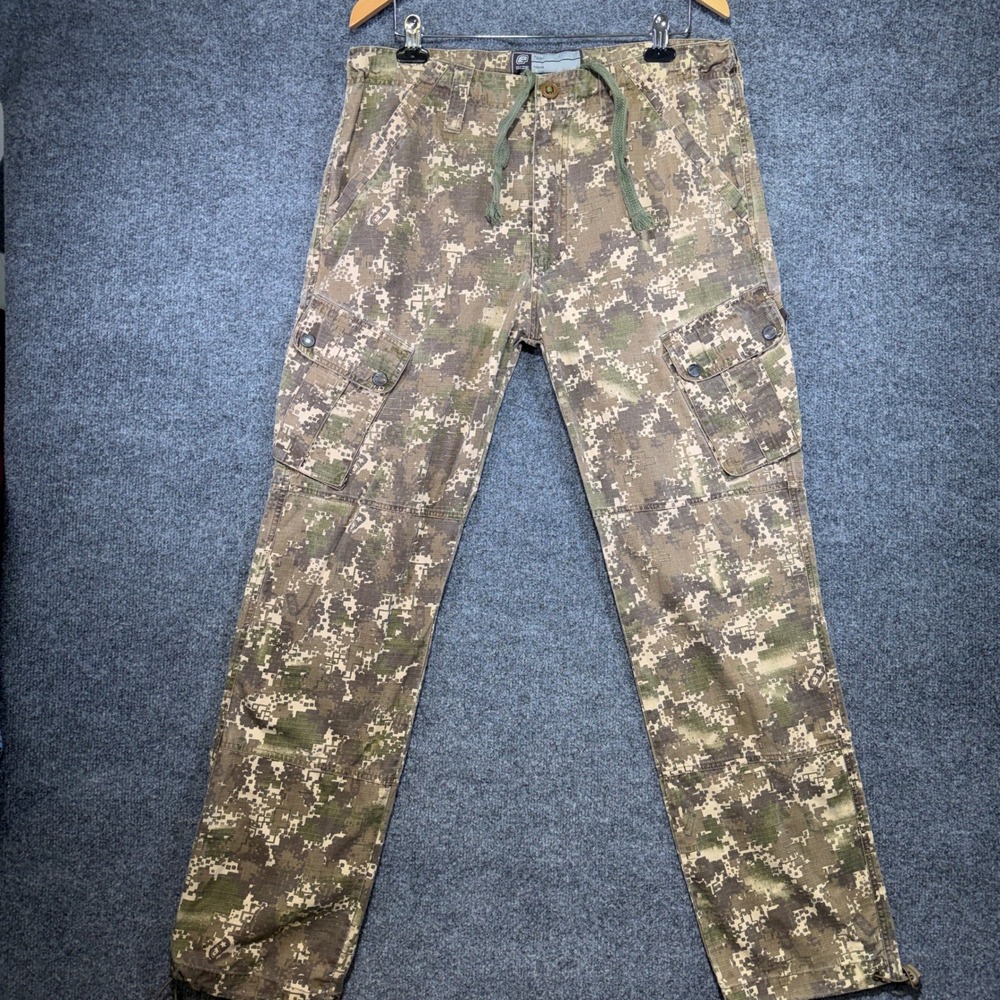 Empire Digital Camo Cargo Pants Mens Large Green Ripstop Tactical Drawstring Y2K